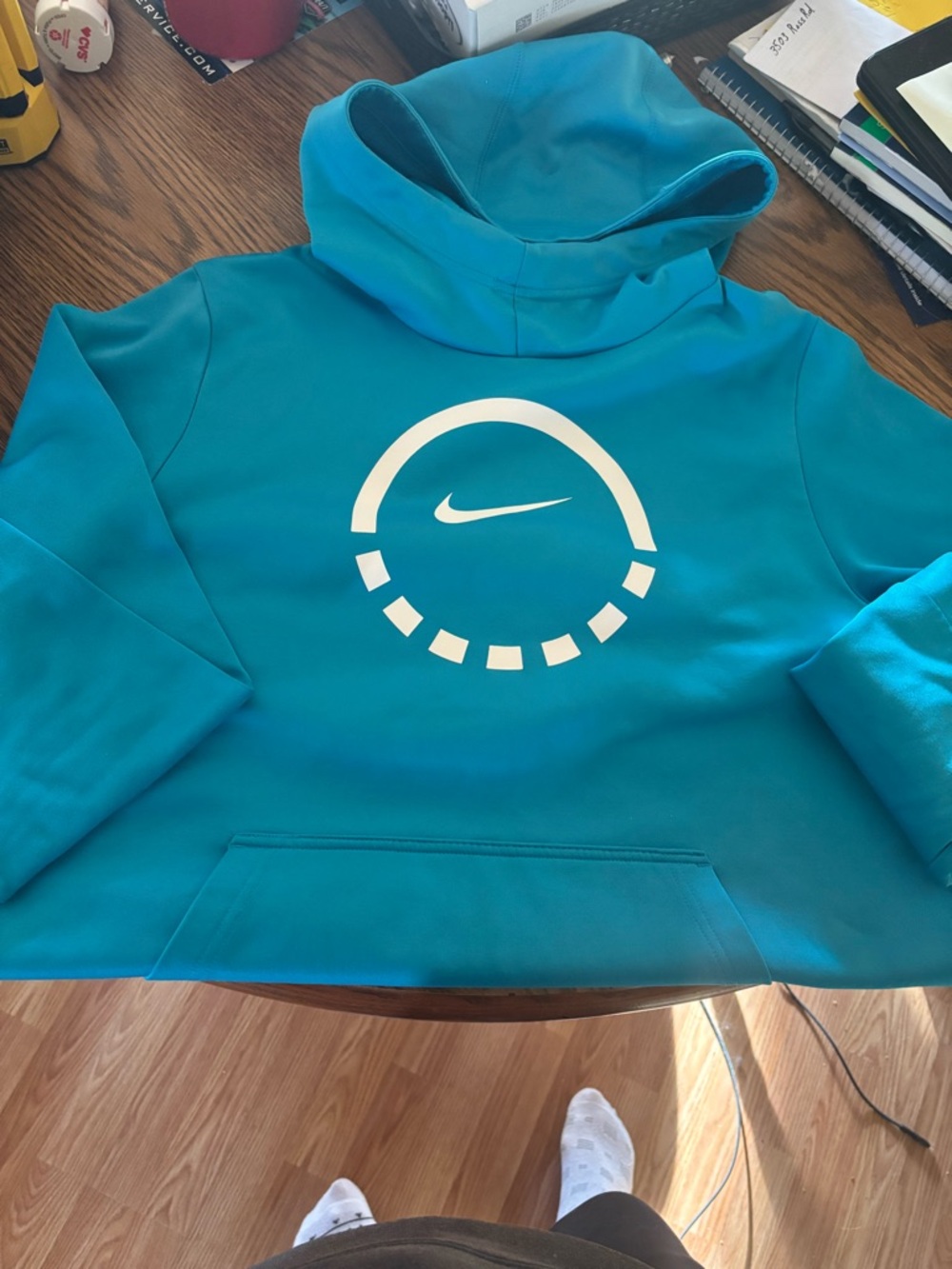 Nike Turquoise Dri-FIT Fleece Hoodie with White Swoosh